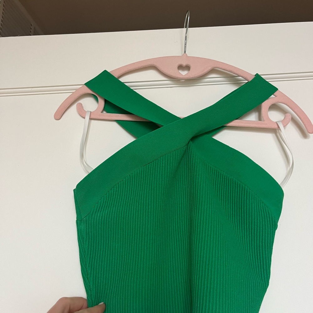 Babaton Green Halter Crop Top